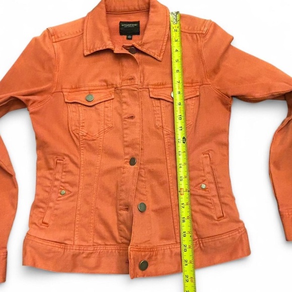 Liverpool Los Angeles Classic Jean Jacket Coral Fins Pink Orange Stretch Denim - Picture 4 of 8
